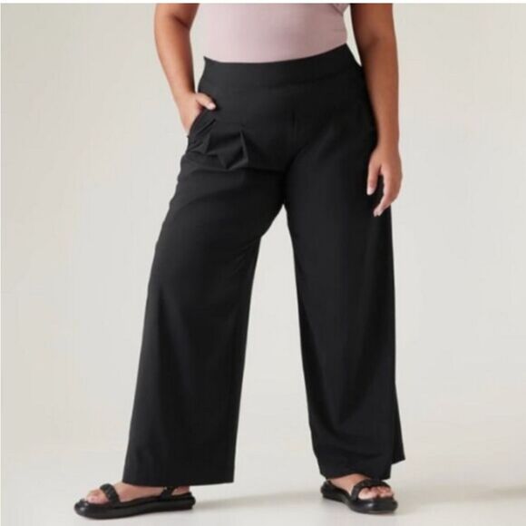 ATHLETA Brooklyn Heights Wide Leg Pant, Black, Size 20 NWT - Picture 2 of 16